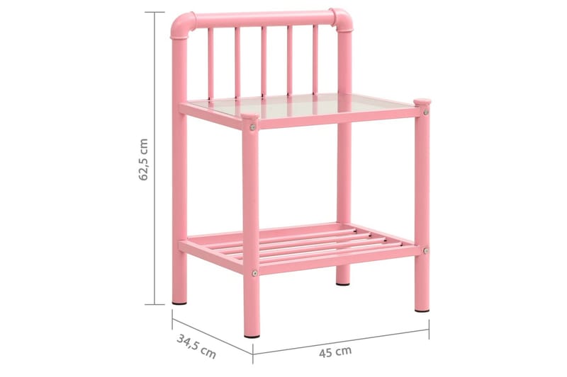 Nattbord 2 stk rosa og gjennomsiktig metall og glass - Møbler - Bord - Avlastningsbord & sidobord - Sengebord & nattbord