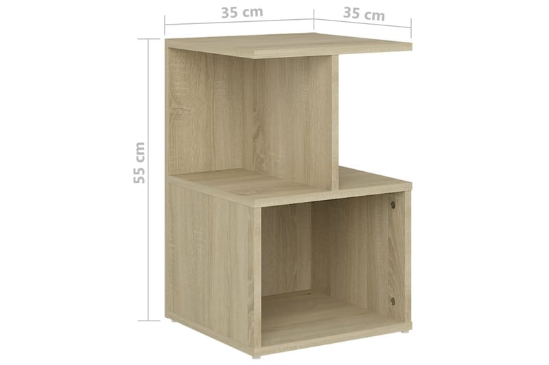 Nattbord 2 stk sonoma eik 35x35x55 cm sponplate - Brun - Møbler - Bord - Avlastningsbord & sidobord - Sengebord & nattbord