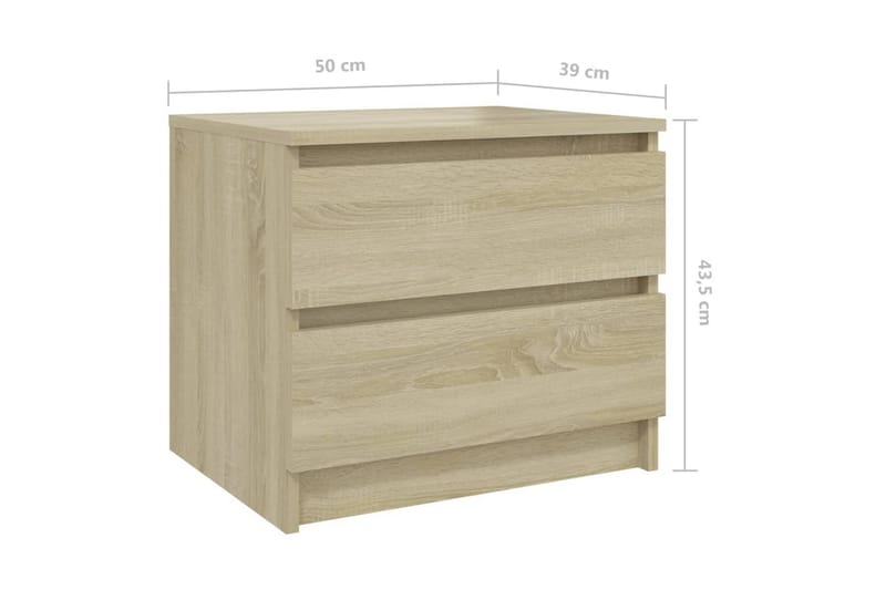 Nattbord 2 stk sonoma eik 50x39x43,5 cm sponplate - Brun - Møbler - Bord - Avlastningsbord & sidobord - Sengebord & nattbord