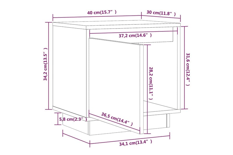 Nattbord 40x30x40 heltre furu hvit - Hvit - Møbler - Bord - Avlastningsbord & sidobord - Sengebord & nattbord