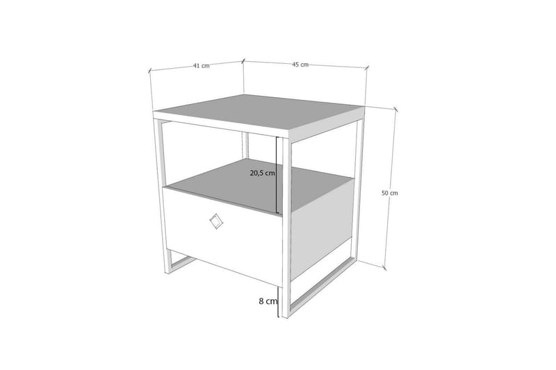 Nattbord Altuniza 45x41 cm - Antrasitt - Møbler - Bord - Avlastningsbord & sidobord - Sengebord & nattbord