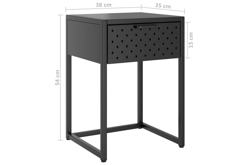 Nattbord antrasitt 38x35x54 cm stål - Antrasittgrå - Møbler - Bord - Avlastningsbord & sidobord - Sengebord & nattbord