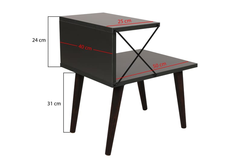 Nattbord Ashlanna 50 cm - Antrasitt - Møbler - Bord - Avlastningsbord & sidobord - Sengebord & nattbord