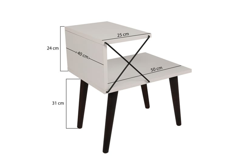 Nattbord Ashlanna 50 cm - Hvit - Møbler - Bord - Avlastningsbord & sidobord - Sengebord & nattbord