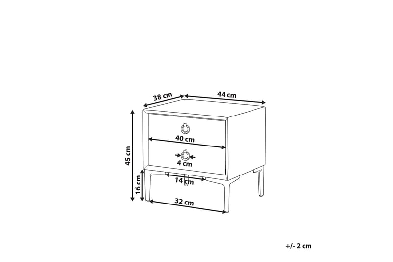 Nattbord Barbonne 44 cm - Fløyel/Grå - Møbler - Bord - Avlastningsbord & sidobord - Sengebord & nattbord