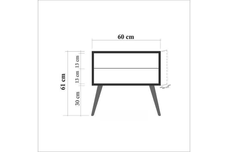 Nattbord Dirk 60 cm med Oppbevaring 2 Skuffer Kirsebærblomst - Teak - Møbler - Bord - Avlastningsbord & sidobord - Sengebord & nattbord