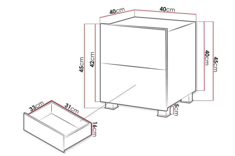 Nattbord Frick 40 cm med Oppbevaring - Svart - Møbler - Bord - Avlastningsbord & sidobord - Sengebord & nattbord