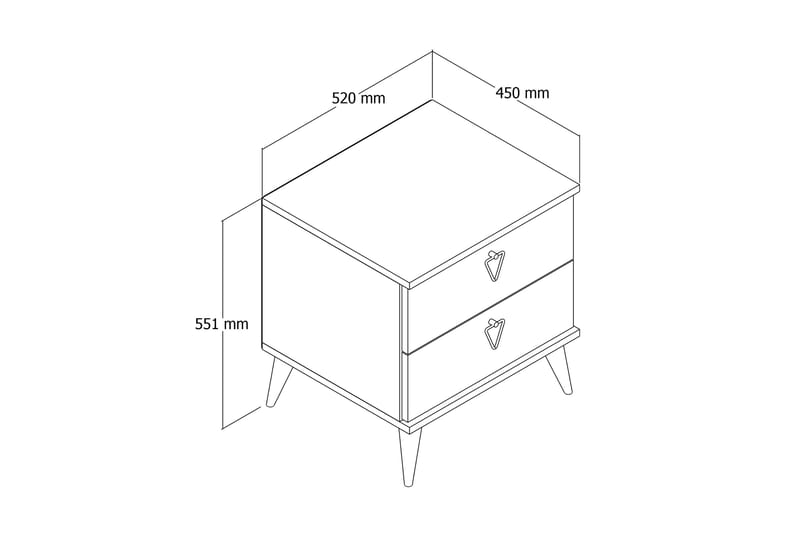 Nattbord Heerle 52 cm - Hvit - Møbler - Bord - Avlastningsbord & sidobord - Sengebord & nattbord