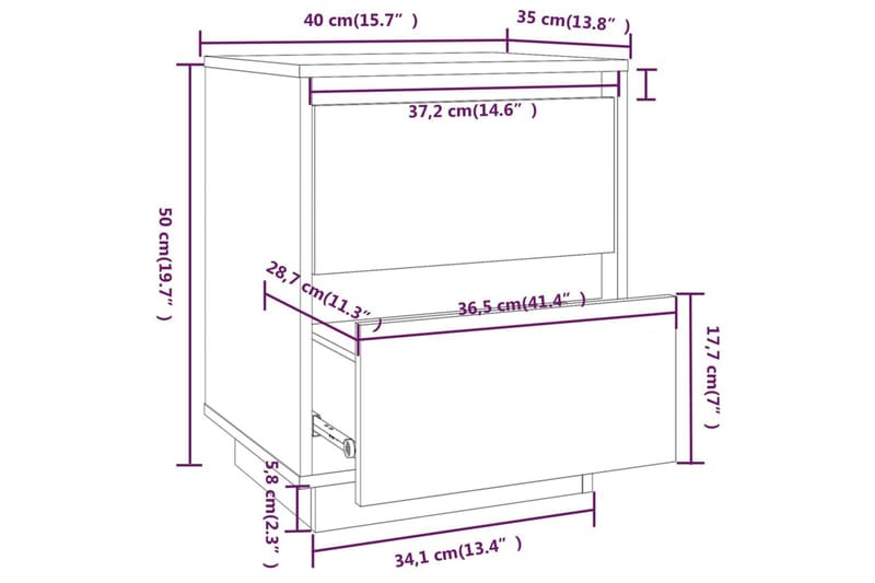 Nattbord honningbrun 40x35x50 cm heltre furu - Brun - Møbler - Bord - Avlastningsbord & sidobord - Sengebord & nattbord