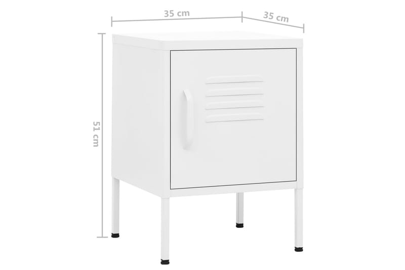 Nattbord hvit 35x35x51 cm stål - Hvit - Møbler - Bord - Avlastningsbord & sidobord - Sengebord & nattbord