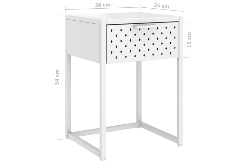 Nattbord hvit 38x35x54 cm stål - Hvit - Møbler - Bord - Avlastningsbord & sidobord - Sengebord & nattbord