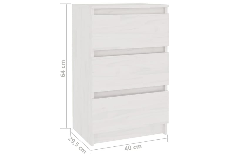 Nattbord hvit 40x29,5x64 cm heltre furu - Hvit - Møbler - Bord - Avlastningsbord & sidobord - Sengebord & nattbord