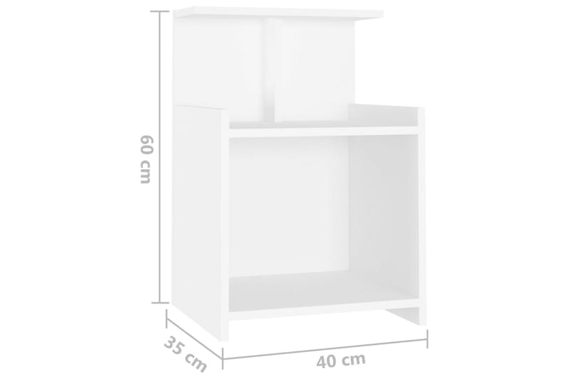 Nattbord hvit 40x35x60 cm sponplate - Hvit - Møbler - Bord - Avlastningsbord & sidobord - Sengebord & nattbord