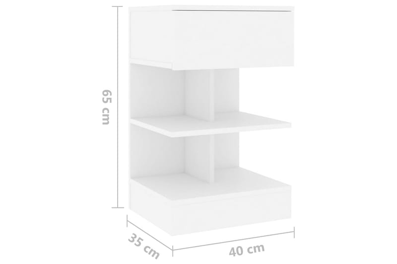 Nattbord hvit 40x35x65 cm sponplate - Hvit - Møbler - Bord - Avlastningsbord & sidobord - Sengebord & nattbord