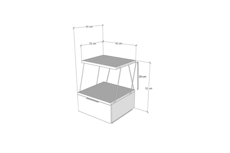 Nattbord Igazz 42x41 cm - Antrasitt - Møbler - Bord - Avlastningsbord & sidobord - Sengebord & nattbord