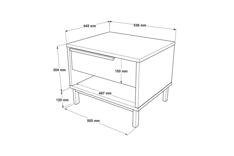 Nattbord Liyakat 53,6 cm - Eik - Møbler - Bord - Avlastningsbord & sidobord - Sengebord & nattbord