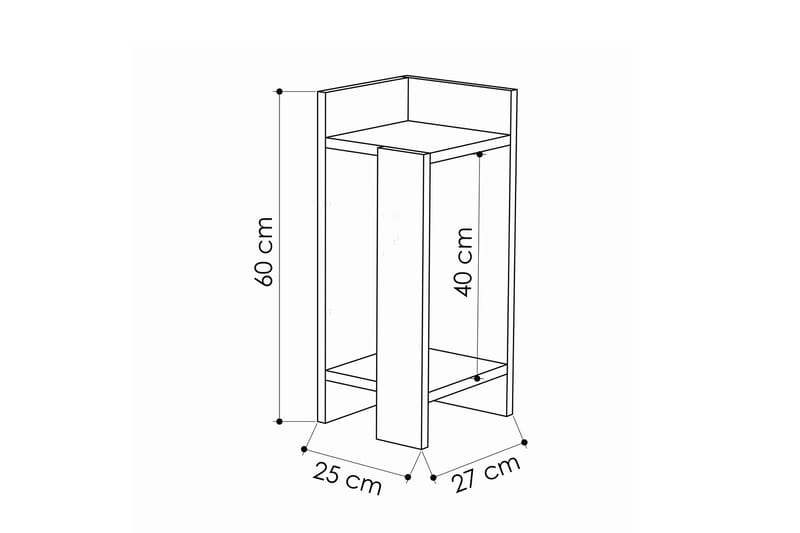 Nattbord Lutchan 27 cm med Oppbevaring Hyller + Luker Høyre - Brun/Grå - Møbler - Bord - Avlastningsbord & sidobord - Sengebord & nattbord