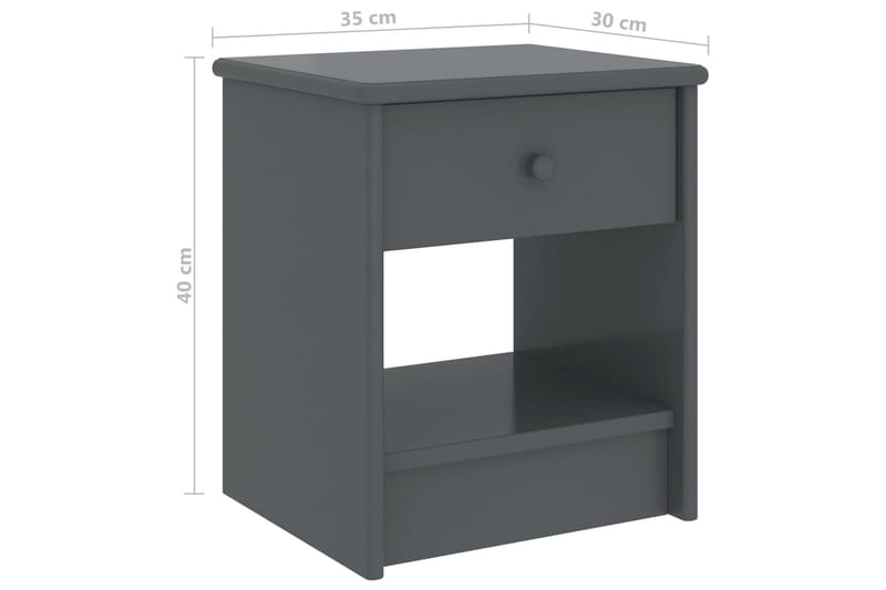 Nattbord mørkegrå 35x30x40 cm heltre furu - Grå - Møbler - Bord - Avlastningsbord & sidobord - Sengebord & nattbord