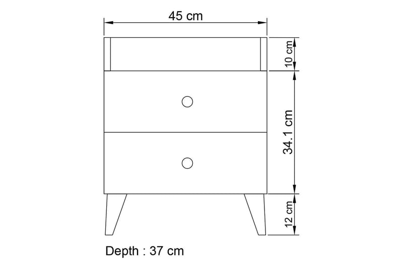 Nattbord Mareo 45 cm - Antrasitt - Møbler - Bord - Avlastningsbord & sidobord - Sengebord & nattbord