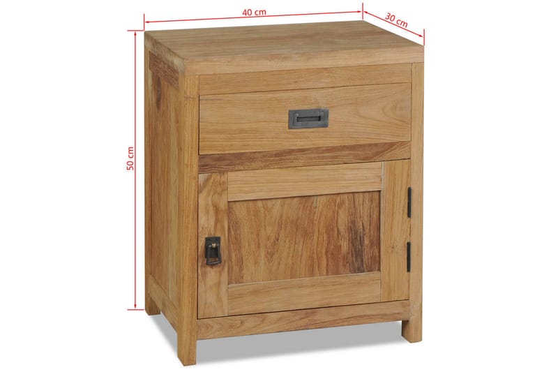 Nattbord massiv teak 40x30x50 cm - Brun - Møbler - Bord - Avlastningsbord & sidobord - Sengebord & nattbord