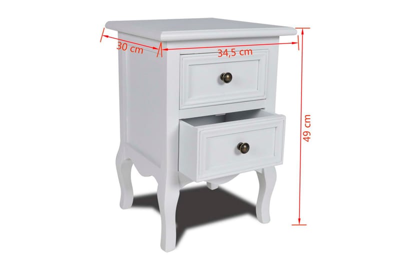 Nattbord med 2 skuffer MDF hvit - Hvit - Møbler - Bord - Avlastningsbord & sidobord - Sengebord & nattbord