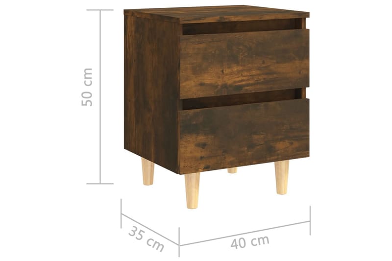 Nattbord med ben i heltre 2 stk røkt eik 40x35x50 cm - Brun - Møbler - Bord - Avlastningsbord & sidobord - Sengebord & nattbord