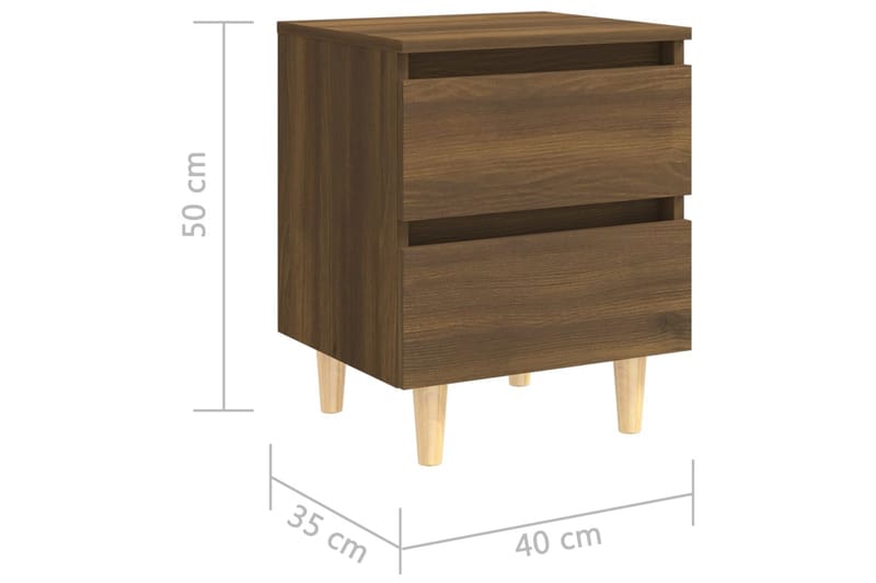 Nattbord med ben i heltre brun eik 40x35x50 cm - Brun - Møbler - Bord - Avlastningsbord & sidobord - Sengebord & nattbord