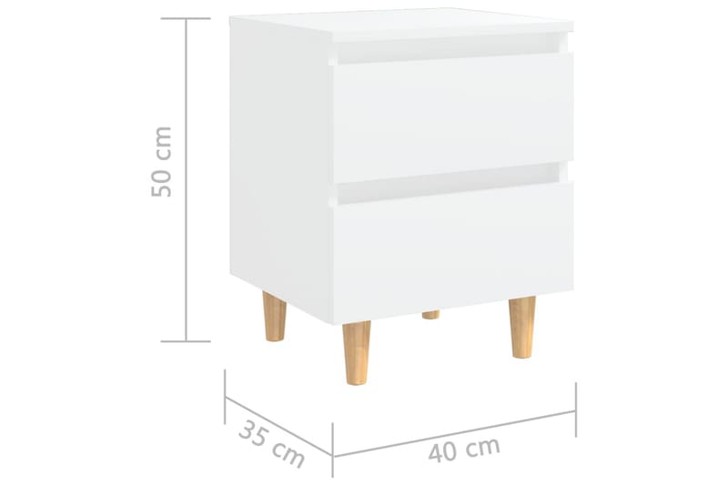 Nattbord med heltre furuben hvit 40x35x50 cm - Hvit - Møbler - Bord - Avlastningsbord & sidobord - Sengebord & nattbord