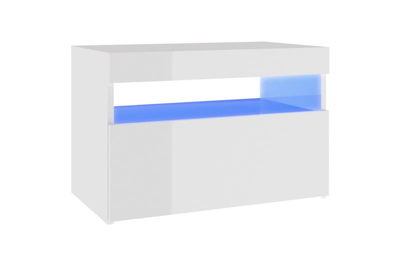 Nattbord med LED-lys høyglans hvit 60x35x40 cm - Hvit - Møbler - Bord - Avlastningsbord & sidobord - Sengebord & nattbord