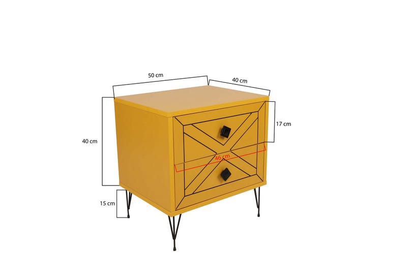 Nattbord Shett 50 cm - Gul - Møbler - Bord - Avlastningsbord & sidobord - Sengebord & nattbord