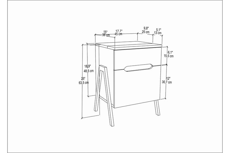 Nattbord Urgby 45x63,5 cm - Brun - Møbler - Bord - Avlastningsbord & sidobord - Sengebord & nattbord