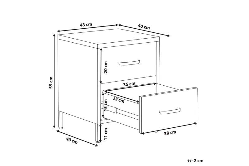 Nattbord Visanza 43 cm - Stål/Rosa - Møbler - Bord - Avlastningsbord & sidobord - Sengebord & nattbord