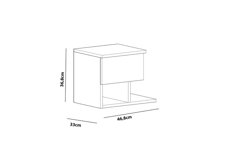 Nattbord Pangler 46 cm med Oppbevaring Skuff + Hyller - Hvit - Møbler - Bord - Avlastningsbord & sidobord - Sengebord & nattbord