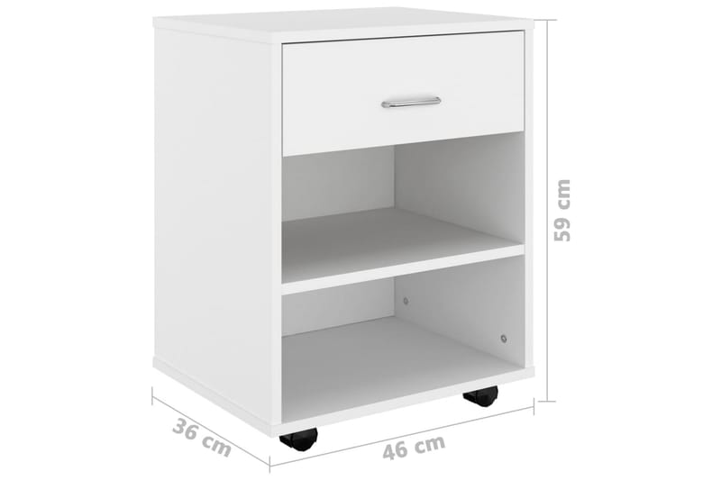 Rulleskap hvit 46x36x59 cm sponplate - Hvit - Møbler - Bord - Avlastningsbord & sidobord - Sengebord & nattbord