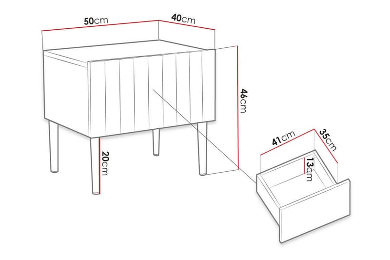 Sängbord Glenndale 50 cm - Hvid - Møbler - Bord - Avlastningsbord & sidobord - Sengebord & nattbord