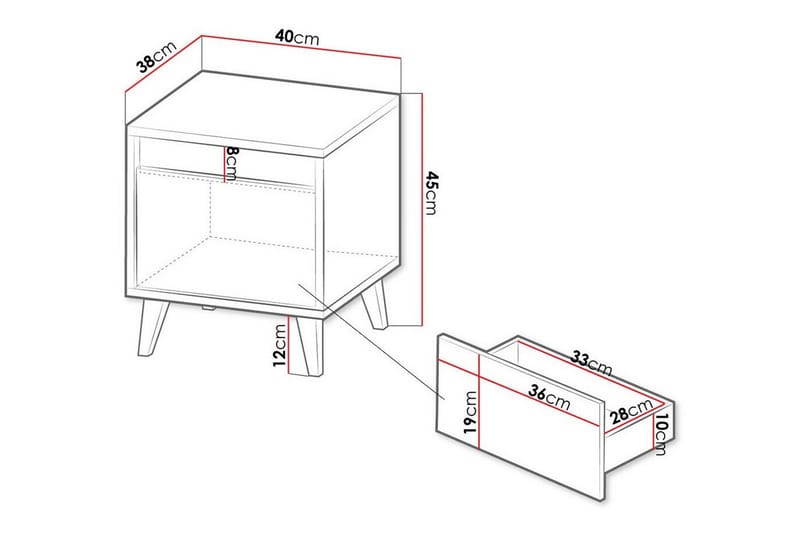 Sängbord Juniskär 40 cm - Antrasitt - Møbler - Bord - Avlastningsbord & sidobord - Sengebord & nattbord