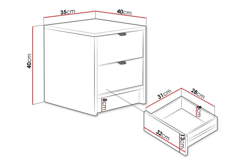 Sängbord Kintore 35 cm - Svart - Møbler - Bord - Avlastningsbord & sidobord - Sengebord & nattbord