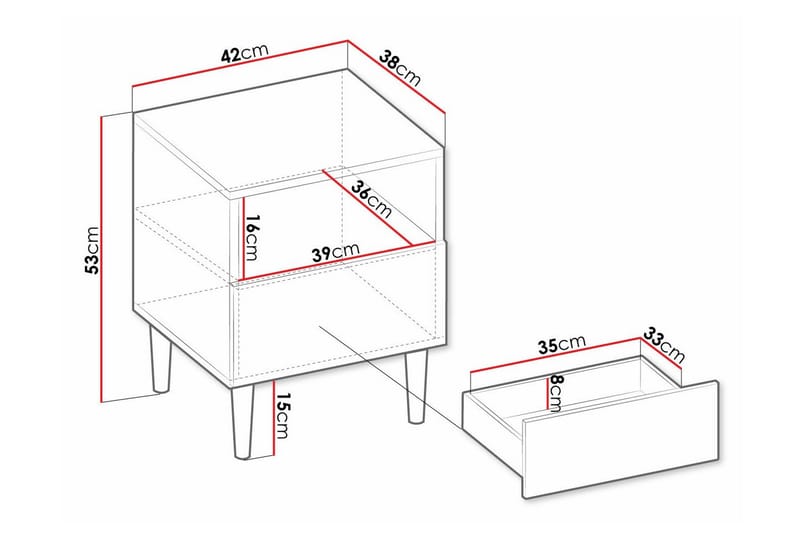 Sängbord Kintore 42 cm - Svart - Møbler - Bord - Avlastningsbord & sidobord - Sengebord & nattbord