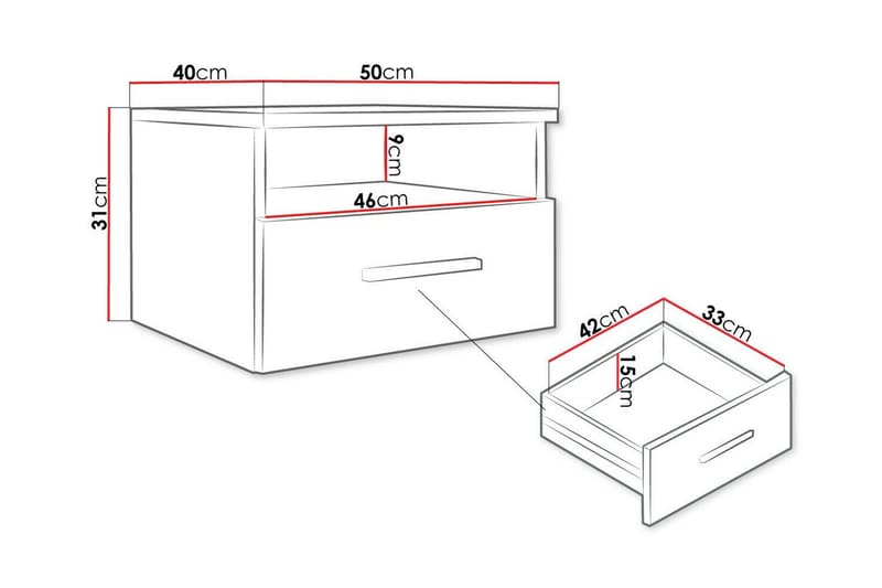 Sängbord Kintore 50 cm - Hvid - Møbler - Bord - Avlastningsbord & sidobord - Sengebord & nattbord