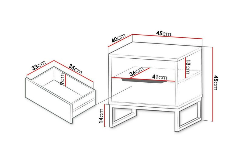 Sängbord Staffin 45 cm - Hvid - Møbler - Bord - Avlastningsbord & sidobord - Sengebord & nattbord