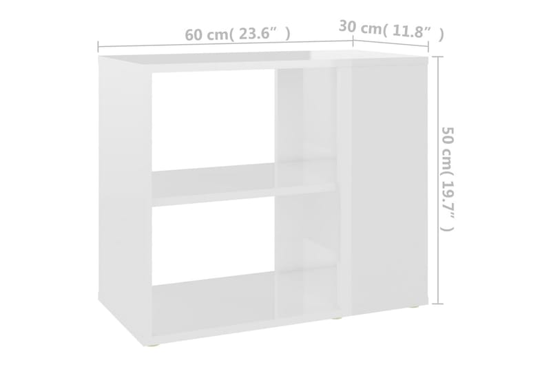 Sideskap høyglans hvit 60x30x50 cm sponplate - Hvit - Møbler - Bord - Avlastningsbord & sidobord - Sengebord & nattbord