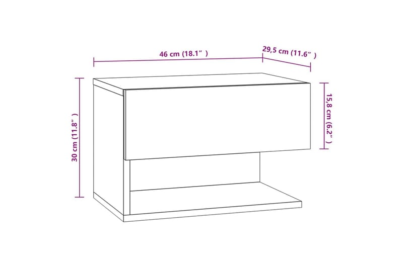 Veggmontert nattbord grå sonoma konstruert tre - Grå - Møbler - Bord - Avlastningsbord & sidobord - Sengebord & nattbord