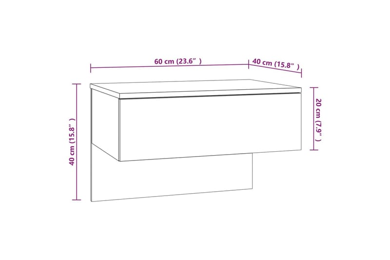 Veggmontert nattbord sonoma eik konstruert tre - Brun - Møbler - Bord - Avlastningsbord & sidobord - Sengebord & nattbord