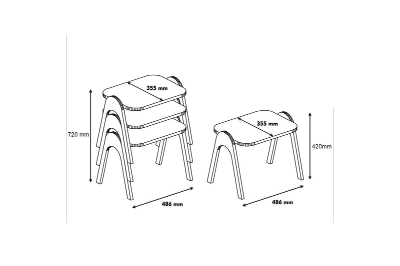 Settbord Amtorp 49 cm 3 Bord - Hvit - Møbler - Bord - Avlastningsbord & sidobord - Settbord