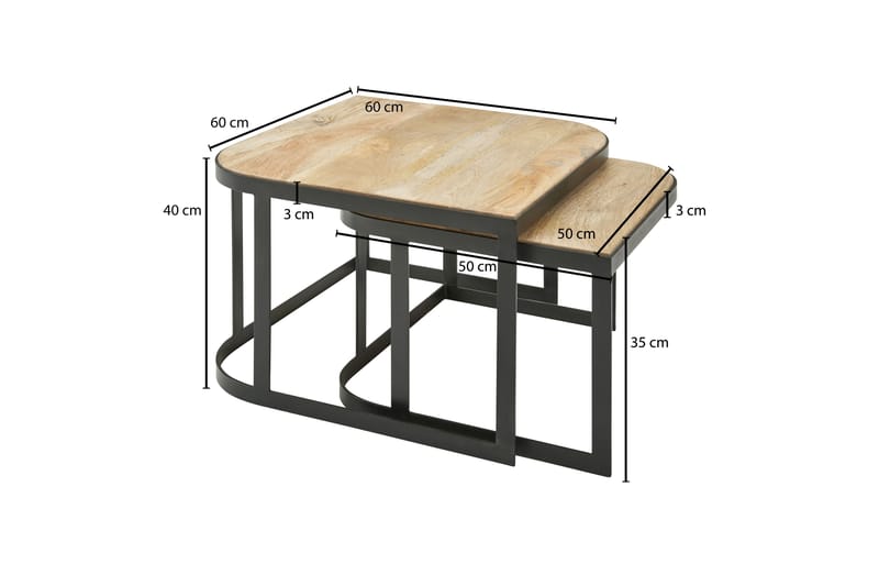 Settbord Clanton 60 cm - Brun / Svart - Møbler - Bord - Avlastningsbord & sidobord - Settbord