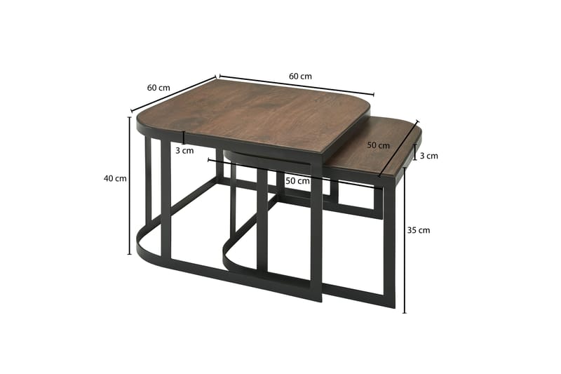 Settbord Clanton 60 cm - Teak/Svart - Møbler - Bord - Avlastningsbord & sidobord - Settbord