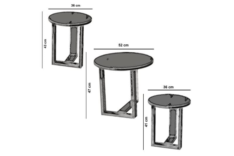 Settbord Ubbeboda 52 cm Rundt 3 Bord - Brun - Møbler - Bord - Avlastningsbord & sidobord - Settbord