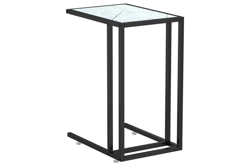 Sidebord for PC hvit marmor 50x35x65 cm herdet glass - Hvit - Møbler - Bord - Avlastningsbord & sidobord - Brettbord og småbord