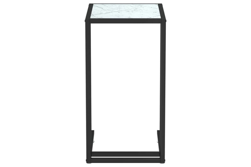 Sidebord for PC hvit marmor 50x35x65 cm herdet glass - Hvit - Møbler - Bord - Avlastningsbord & sidobord - Brettbord og småbord