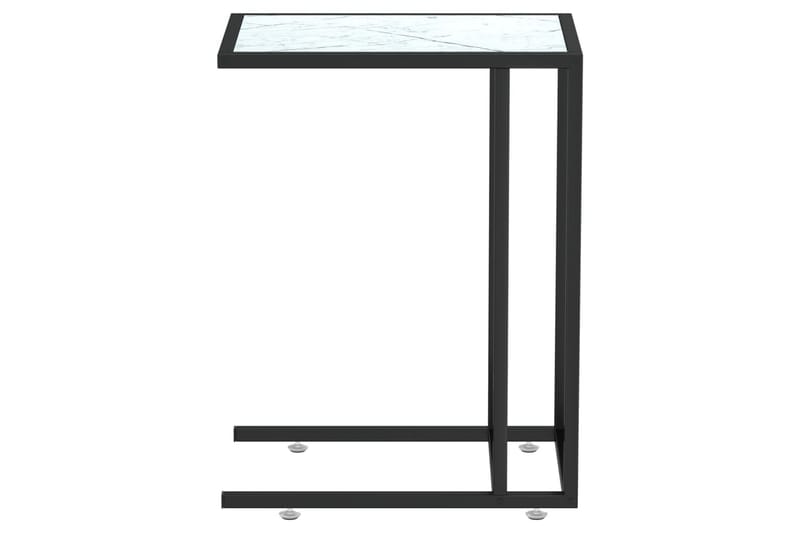 Sidebord for PC hvit marmor 50x35x65 cm herdet glass - Hvit - Møbler - Bord - Avlastningsbord & sidobord - Brettbord og småbord